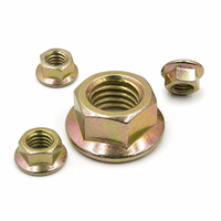 Écrou à bride hexagonale jaune zingué avec denture pour travaux métalliques généraux et fixation de supports en acier – Vente en gros