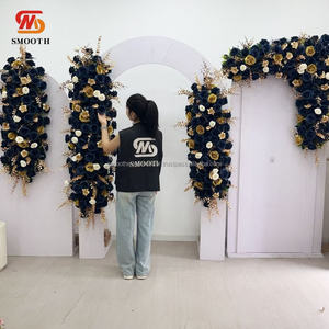 SMOOTH Custom Navy Blue Artificial Rose Flower Balls And Wreath Set Series Flower Arch Decor para la decoración de la boda - Product Image 5