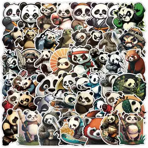 50Pcs Art Cartoon Panda Graffiti Stickers For Book Bottle Car Decor Vinyl Kung Fu Animal Sticker