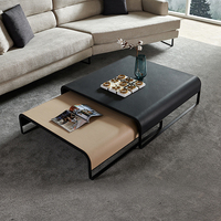 Foshan prix d'usine Table en gros en métal dessus en cuir Table basse Oem pas cher sculpture indienne Table basse