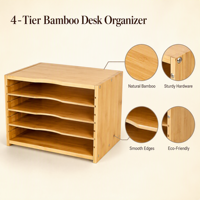Étagère de rangement pour four à micro-ondes en bambou naturel à 4 niveaux réglables, écologique, pour la maison et le bureau