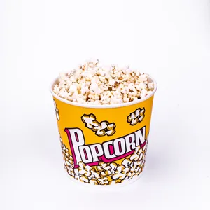 Reusable Craft Paper Popcorn Bowl Custom Logo Printed All Size Popcorn Bucket For Food And Beverage Packaging