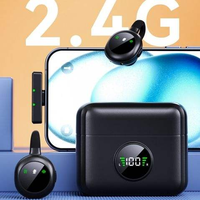 Microphone Lavalier Sans Fil Double 2.4G avec Réduction de Bruit Type C pour iPhone/Android/PC - Diffusion en Direct Professionnelle en Extérieur