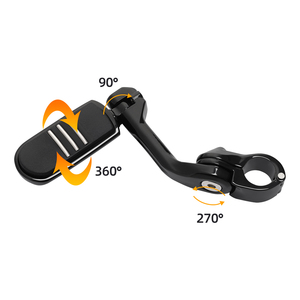 TCMT Universal Motorcycle 1.25" Highway Crash Bar Engine Guard Foldable Footpeg Long Angled Mount Clamp Metal Rubber for - Product Image 5