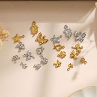 Grosir Liontin Perhiasan Stainless Steel PVD 18K Bentuk Bintang Mawar Hati Hewan untuk Pembuatan Kalung Gelang DIY