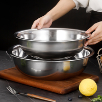 Bassine Ronde en Acier Inoxydable Épaissi, Plusieurs Tailles, Bol Mélangeur en Métal, Bassine de Lavage pour Cuisine, Logo Personnalisé Accepté, Vente en Gros
