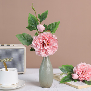 Fleur artificielle de pivoine à deux têtes, blanche et rose, en plastique et soie, haute simulation, pour décoration de mariage et de maison - Product Image 5