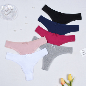 Tangas con lazo de encaje, bragas íntimas elásticas transpirables cómodas y sexis, tangas de algodón 95% 5% Spandex, ropa interior para mujer, bragas - Product Image 2
