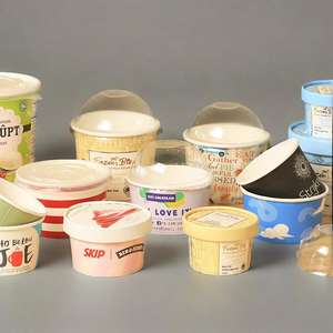 Gobelets et bols en papier écologiques jetables de 4 oz, 8 oz et 16 oz avec couvercles pour contenir la crème glacée - Product Image 6