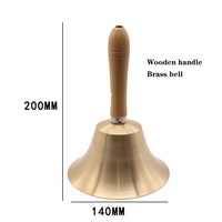 Cloche en laiton avec baguette en bois, cloche à main en cuivre pur, 80mm, 95mm, 110mm, 140mm