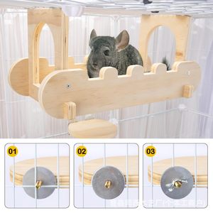 Hamaca de madera para chinchilla, plataforma semicircular de madera maciza, resistente a mordeduras, escondite para mascotas, para uso en interiores, para hámster - Product Image 2