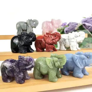 Wholesale hand carved crafts crystal cute animal elephant carvings gifts for child