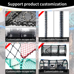 กับดักปูชุบสังกะสีและจุ่มหม้อปูสีดำอุปกรณ์ตกปลาสำหรับการจับปู - Product Image 4