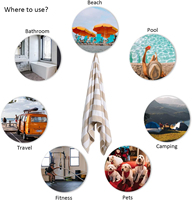 Large Extra-Large Quick Dry Eco-Friendly Beach & Pool Towel Cotton 70*140cm Striped Soft for Adults