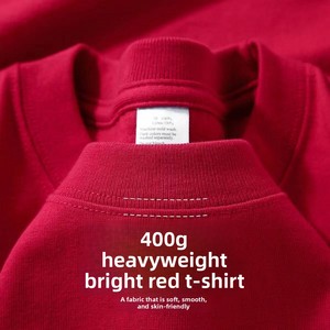 T-shirt Unisex a Maniche Corte in Puro Cotone Pesante 400g, Traspirante, Spessa, Non Trasparente, Versatile, Tinta Unita - Product Image 3