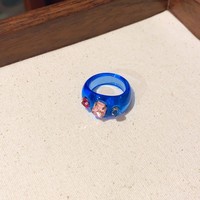 Cincin Jari Bulat Geometris Resin Zirkon Fashion untuk Perhiasan Wanita dan Remaja Putri