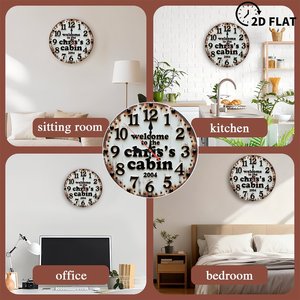 Round Wooden <b>Wall</b> <b>Clock</b> 25cm Rural Countryside Style <b>Silent</b> Non Ticking Home Farmhouse Decor <b>Clock</b> - Product Image 4