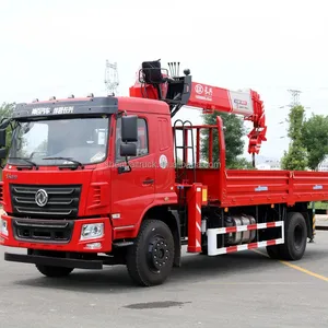 Nuevo 6Ton 7Ton 8Ton Grúa telescópica hidráulica Dongfeng 4x2 Grúa montada en camión para camión en Singapur