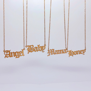<span class=keywords><strong>Nome</strong></span> personalizzato personalizzato placcato oro 18 carati Collier Angel Baby Mama <span class=keywords><strong>nome</strong></span> collana in acciaio inossidabile vecchio <span class=keywords><strong>nome</strong></span> inglese collana di gioielli - Product Image 4