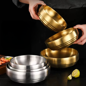 <span class=keywords><strong>Bol</strong></span> Moderne Coréen de Luxe <span class=keywords><strong>Or</strong></span>, Grande Saladière en Acier Inoxydable, <span class=keywords><strong>Bol</strong></span> Mélangeur Rond en Métal avec Couvercle - Product Image 4