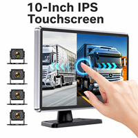 Caméra de tableau de bord tactile IPS 10 pouces 1080p avec quatre objectifs et vision nocturne pour camions commerciaux, gestion de flotte cloud H80