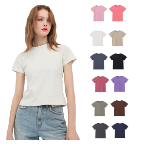 Wholesale Custom Logo Eco-Friendly Appliques Acid Washed 240GSM 100% Cotton Crop Top Streetwear High Quality T-Shirt for Women - Product Image 3
