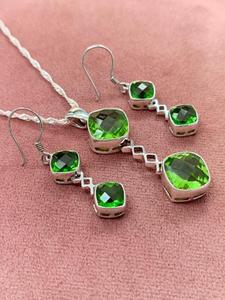 Natural <b>Crystal</b> Gemstone Pendant and Earring Jewelry Set with <b>Real</b> Quartz and 925 Sterling Silver Craftsmanship for Women’s - Product Image 2