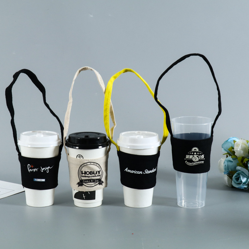 Уникальная ручка-тоут на заказ, портативный держатель для стаканов, напитков, чая, парусиновый тканевый, многоразовый