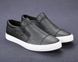 Fashion 2023 Men's Pu Leather <strong>Sneakers</strong> Slip on Loafers Shoes Man Flat Shoes <strong>Zip</strong> Casual Walking <strong>Sneaker</strong> Loafer - Product Image 5