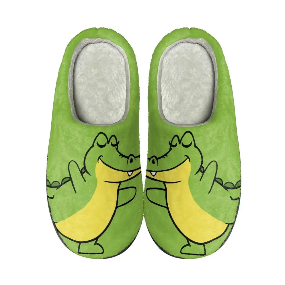 Winter Slippers For Women Cute Cartoon Green Crocodile Pattern Design Slippers Winter Women High Quality Winter Slippers 2022