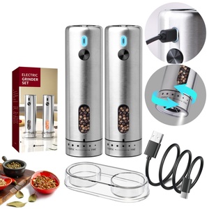 110ML External Adjustment Rechargeable Salt <b>Grinder</b> Gift Set Adjustable Stainless Steel <b>Pepper</b> <b>Grinder</b> - Product Image 1