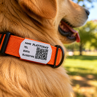 Étiquettes d'identification personnalisées en tissu tissé pour animaux de compagnie - Étiquettes durables en polyester lavables avec code QR pour animaux, identification médicale et identification des bagages