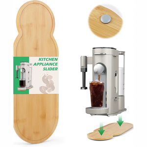 Base mobile pour machine à café en bambou, plateau pour machine à café de bureau, base mobile pour machine à café domestique - Product Image 1