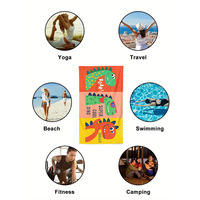 FF4068 Serviette de bain de piscine de voyage à séchage rapide à motif de dinosaure 80*160cm Serviette de plage en microfibre surdimensionnée sans sable