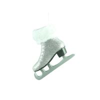 Nouvelle conception de chaussures en plastique à paillettes, ornement de Noël, forme de patins à glace, charme pour arbre de Noël
