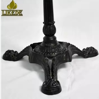 Pied de table décoratif en métal, style antique, revêtement poudré noir mat, base à 3 étoiles en fonte