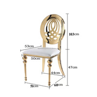 Vente en gros de chaises d'hôtel à cadre en acier inoxydable, chaises empilables à bordure dorée, location de chaises pour événement