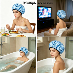 Gorro de Ducha de Plástico Impermeable de Doble Capa para Mujer, Personalizado, con Botón Ajustable, Material Grueso, para Uso en Interiores y Exteriores - Product Image 6