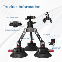 Support de caméra personnalisé en alliage d'aluminium YUANYUJINGMI avec ventouse de 6 pouces, stabilisateur réglable, bras magique et tête sphérique panoramique/inclinaison
