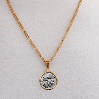 Collier de mythologie grec et romain pour hommes, collier de pièce de monnaie de Zeus bicolore en acier inoxydable, bijoux imperméables