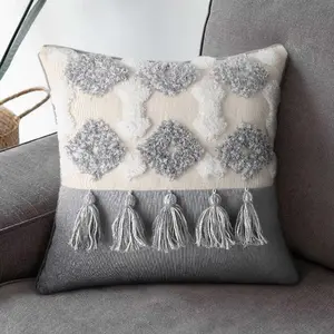 Funda de almohada de algodón para decoración del hogar, cubierta de cojín de borlas bordadas, estilo marroquí, B & B, Hotel, a precio de fábrica