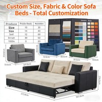 Canapé convertible moderne en tissu avec cadre métallique, personnalisable, extensible, pliable, lavable, avec rangement, pour salon, directement de l'usine