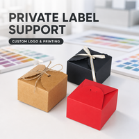 Boîte cadeau en papier kraft à étiquette privée, boîte d'emballage carrée avec logo personnalisé, bord festonné, boîte à bijoux avec ruban, OEM ODM en gros
