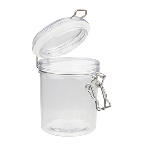 Personalized Clear Wide Mouth Bean Nuts Hinged Lid 550ml PET <b>Container</b> Store Jars - Product Image 1