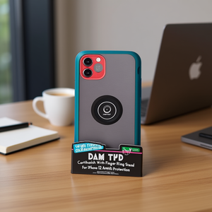 Custodia per telefono DAM TPU con finitura opaca e supporto ad anello per iPhone 12 Mini 5.4 pollici, protezione antiurto - Product Image 3