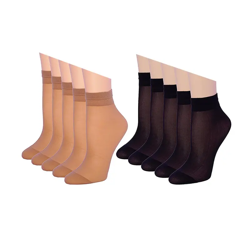 Chaussettes en soie pour femmes BY-O113, chaussettes fines pour l'été, couleur chair, noir, nylon transparent