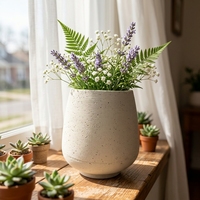 Pot de fleurs en résine de pierre blanche de style nordique minimaliste moderne Wabi Sabi, forme de larme arrondie, pour plantes d'intérieur et d'extérieur