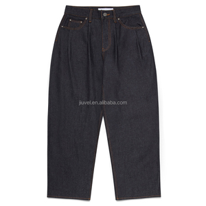 Ensemble de veste <span class=keywords><strong>en</strong></span> jean à jambes larges et boutons pour <span class=keywords><strong>homme</strong></span>, sur mesure OEM, fabricant de jeans 14OZ, survêtement vintage court pour <span class=keywords><strong>homme</strong></span> - Product Image 5