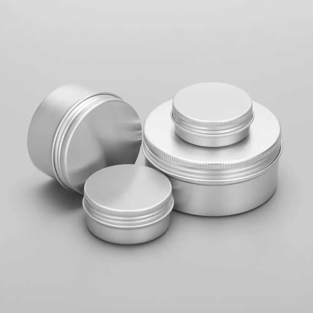 Vente directe d'usine capacité multiple en option métal aluminium crème cosmétique bougie boîte en fer blanc pot