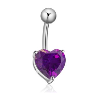 Anello per ombelico in acciaio chirurgico con zircone rotondo con stella quadrata in acciaio - Product Image 6